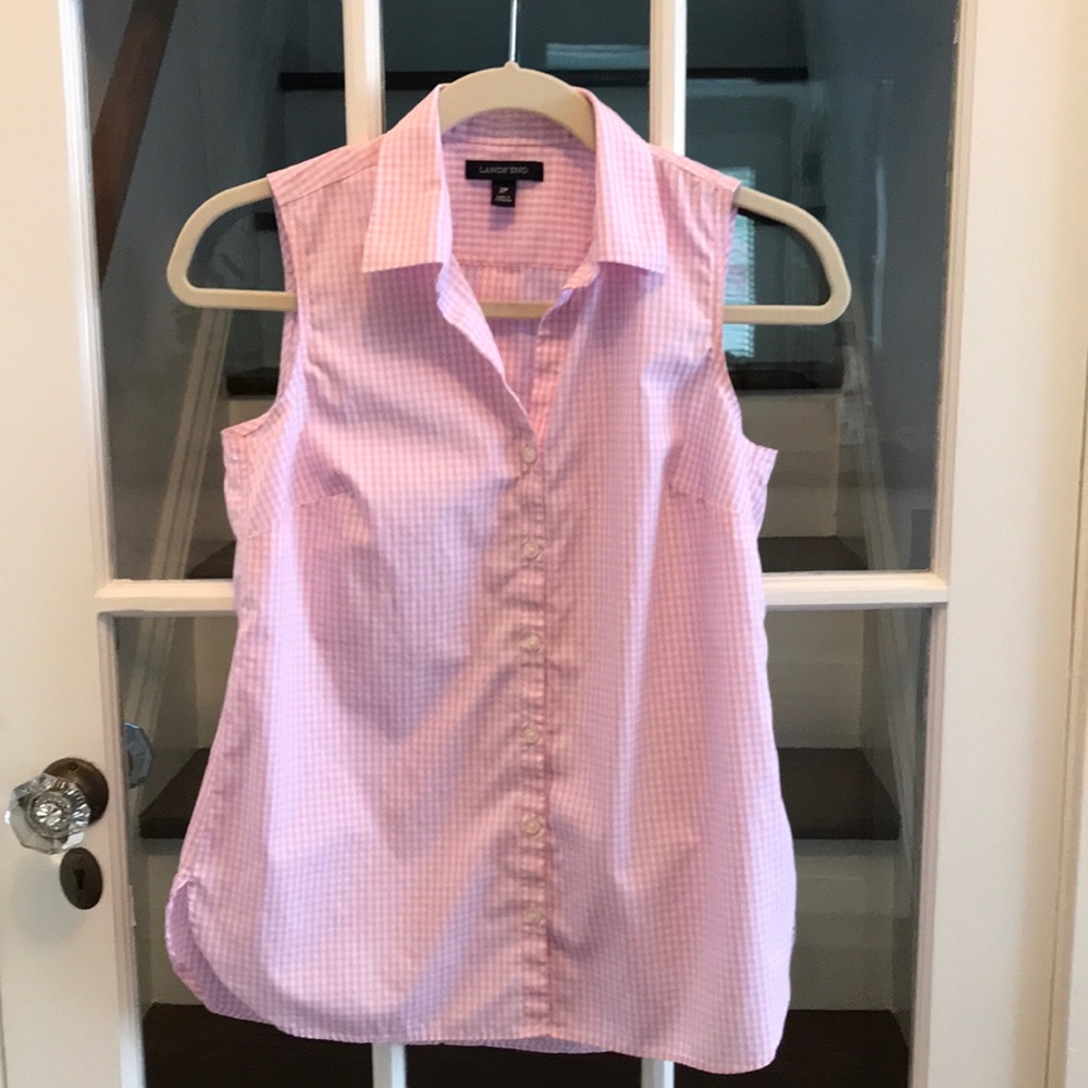 Lands’ End Supima Cotton Sleeveless no iron top,2P